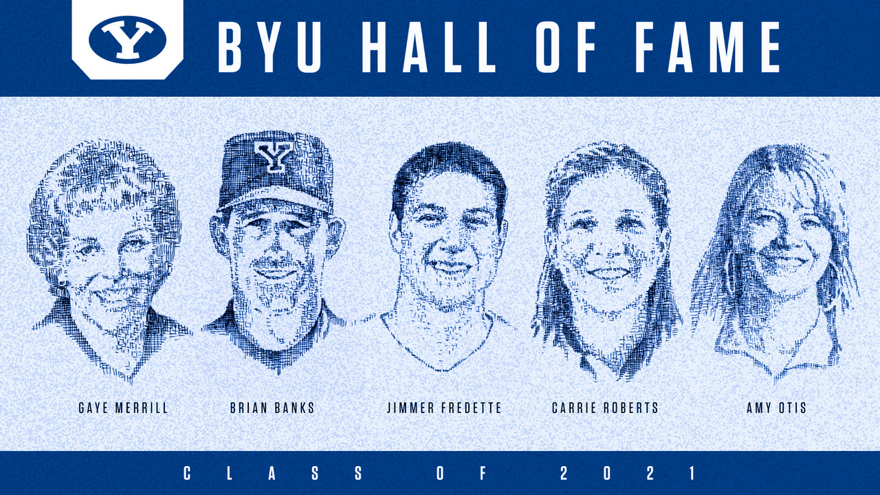 Brian Banks (baseball), Jimmer Fredette (basketball), Gaye Merrill (trainer), Amy Menlove Otis (track and field) and Carrie Summerhays Roberts (golf) will be honored during a special halftime presentation during BYU's football game against South Florida on Saturday, Sept. 25.