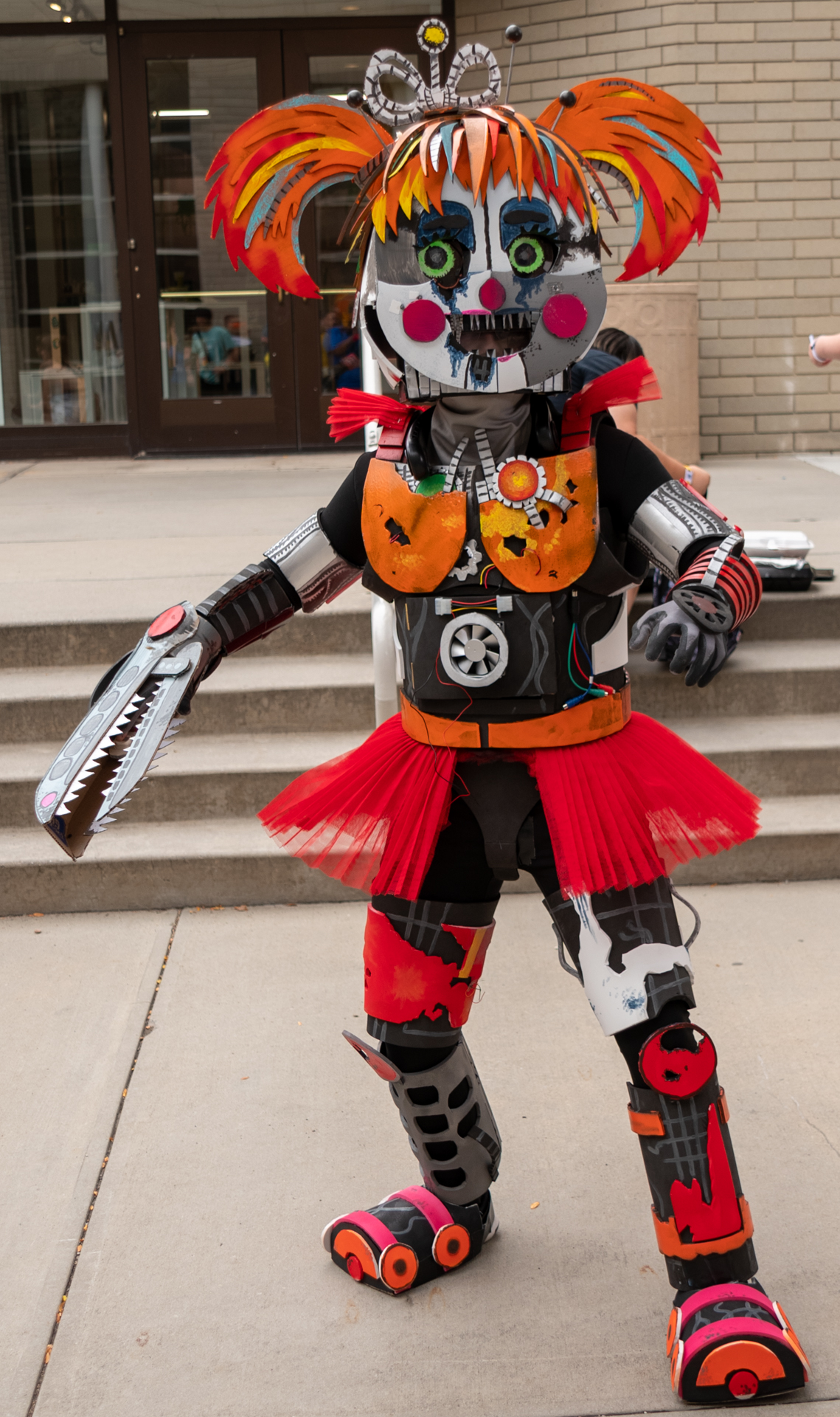 Scrap Baby from Five Nights at Freddy's cosplayed by Spencer Nelson at the 2021 FanX Salt Lake Comic Convention in downtown Salt Lake City.