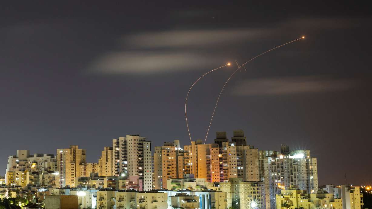 Streaks of light are seen as Israel's Iron Dome anti-missile system intercepts rockets May 20. The House of Representatives voted overwhelmingly on Thursday for legislation to provide $1 billion to Israel to replenish its "Iron Dome" missile-defense system.