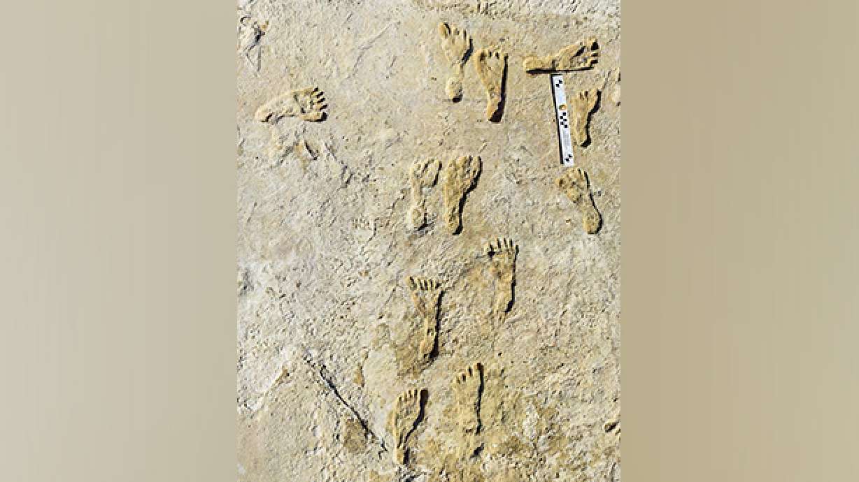 This undated photo shows fossilized human footprints at the White Sands National Park in New Mexico. According to a report published Thursday, the impressions indicate that early humans were walking across North America around 23,000 years ago.