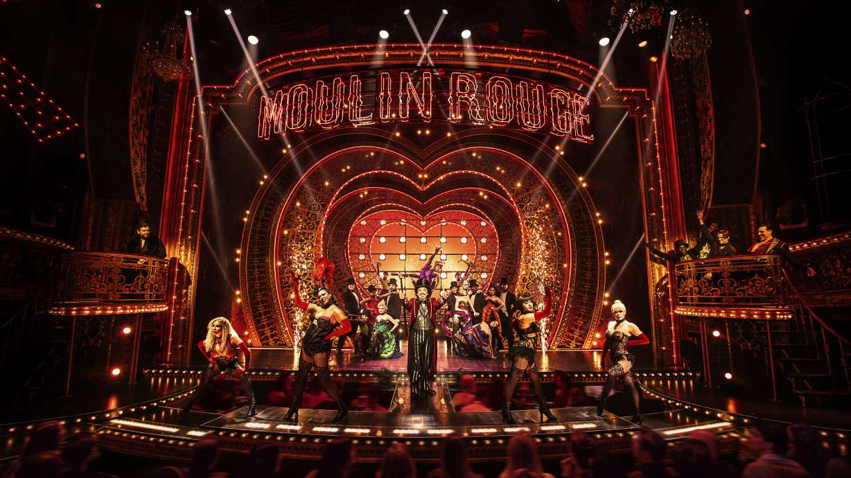 This image released by Boneau/Bryan-Brown shows the cast in "Moulin Rouge! The Musical."