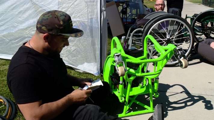 A professional wheelchair athlete present at the annual Wheelchair Palooza event Saturday.