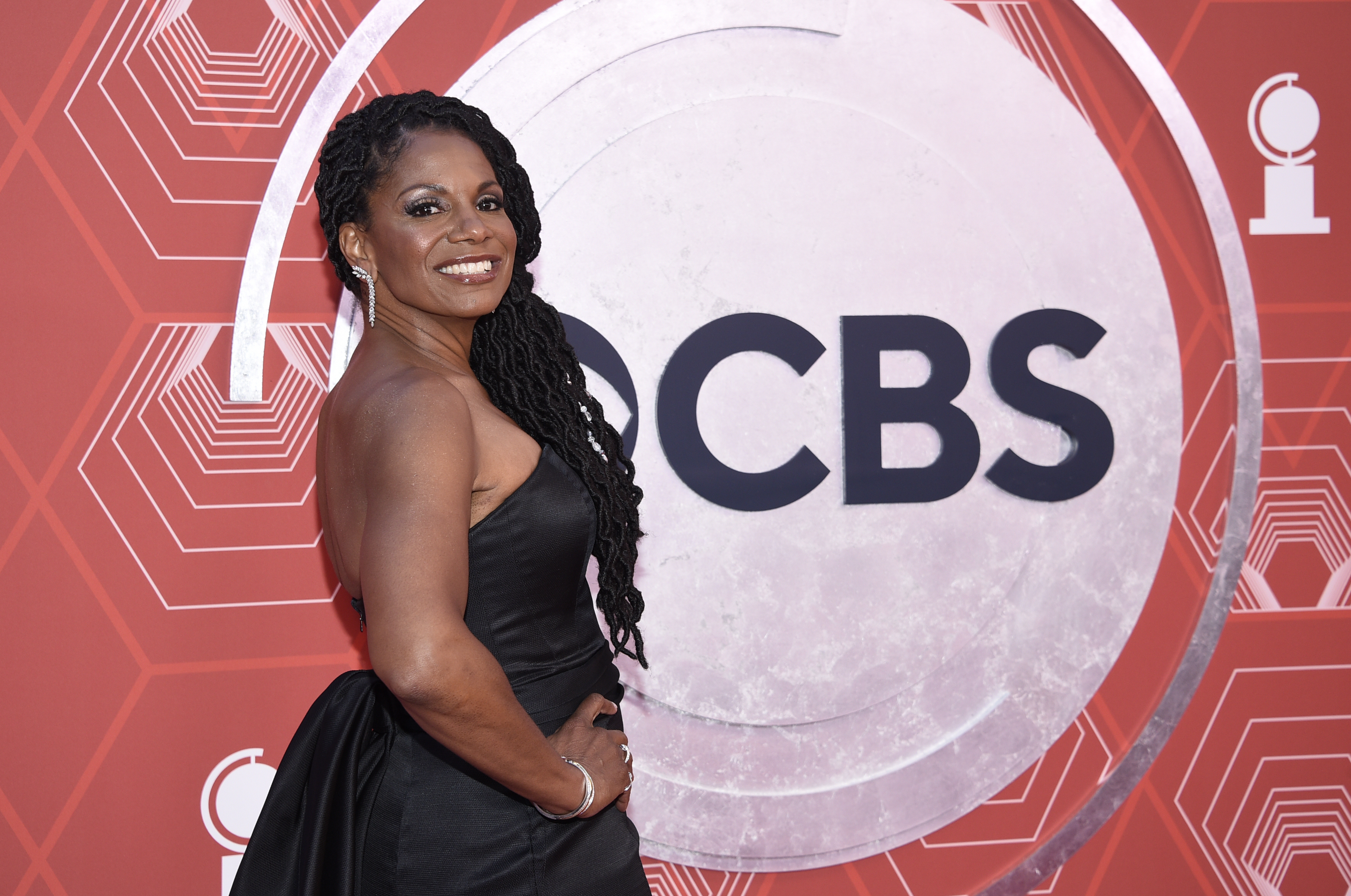 Audra McDonald arrives at the 74th annual Tony Awards at Winter Garden Theatre on Sunday, in New York.