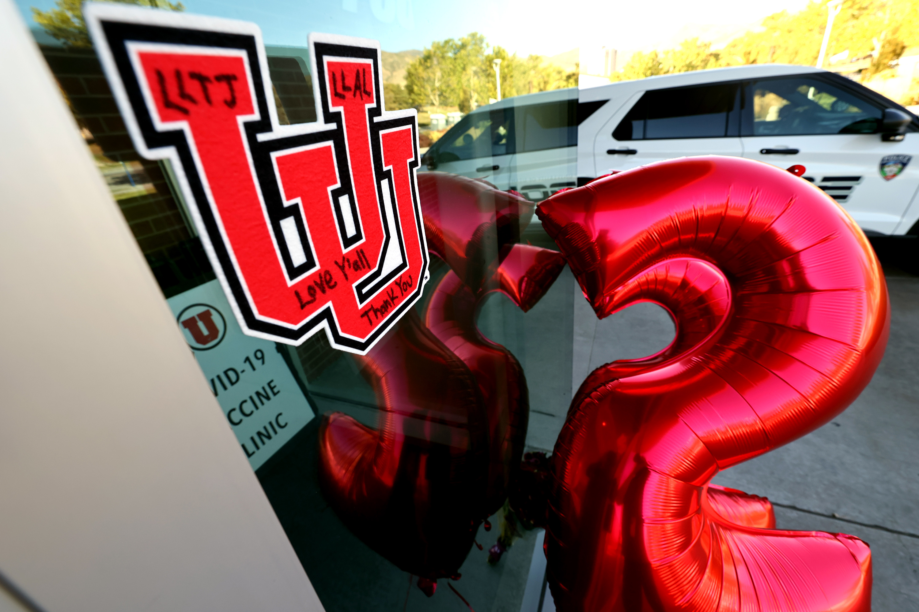 Small memorials for Sophomore defensive back Aaron Lowe, who was shot and killed early Sunday morning have been placed at two locations, one at the scene of the shooting and the other at the Spence and Cleone Eccles Football Center at the University of Utah in Salt Lake City on Sunday, Sept. 26.