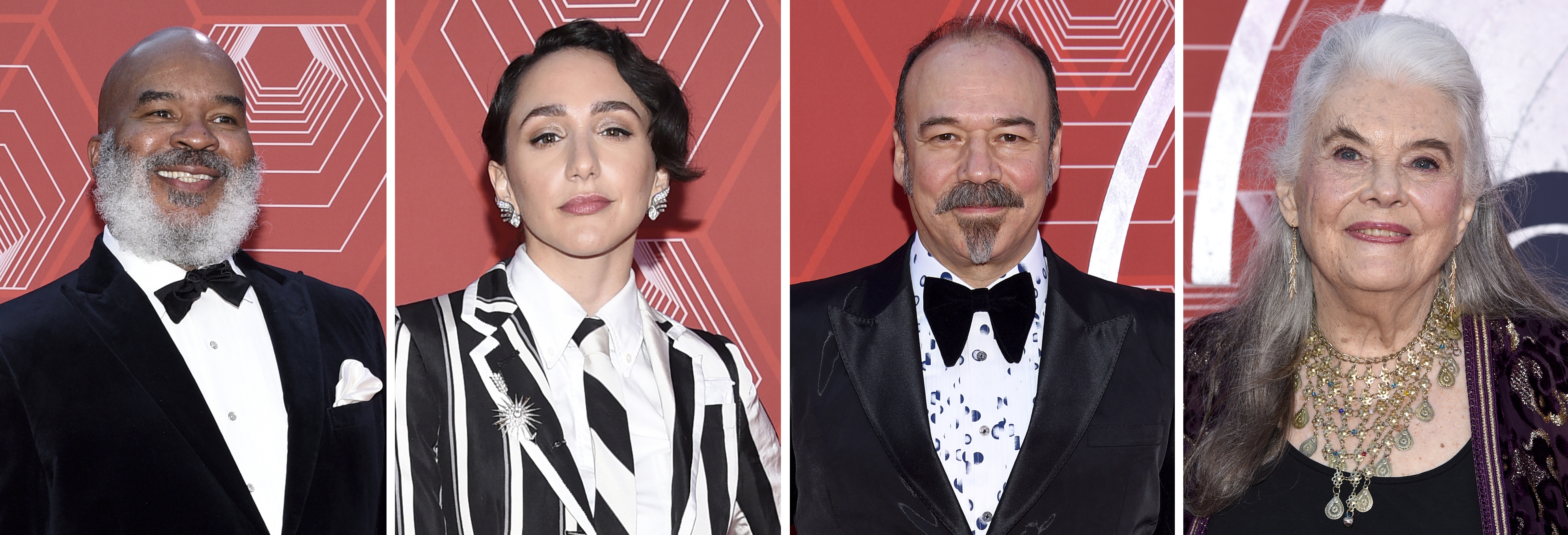 This combination photo shows from left, David Alan Grier, Lauren Patten, Danny Burstein and Lois Smith at the 74th annual Tony Awards at Winter Garden Theatre on Sunday, in New York.