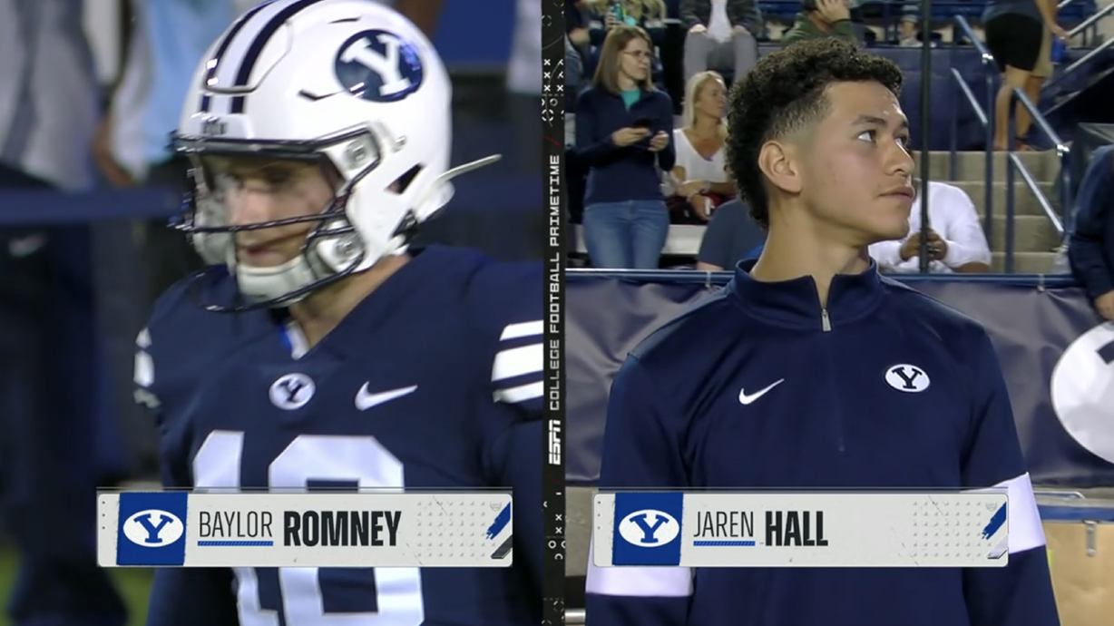 Timpview junior JJ Tuha, a BYU recruit, was recently made the latest college football meme when he was mistaken on the ESPN broadcast for starting quarterback Jaren Hall, Saturday, Sept. 26, 2021 against South Florida.