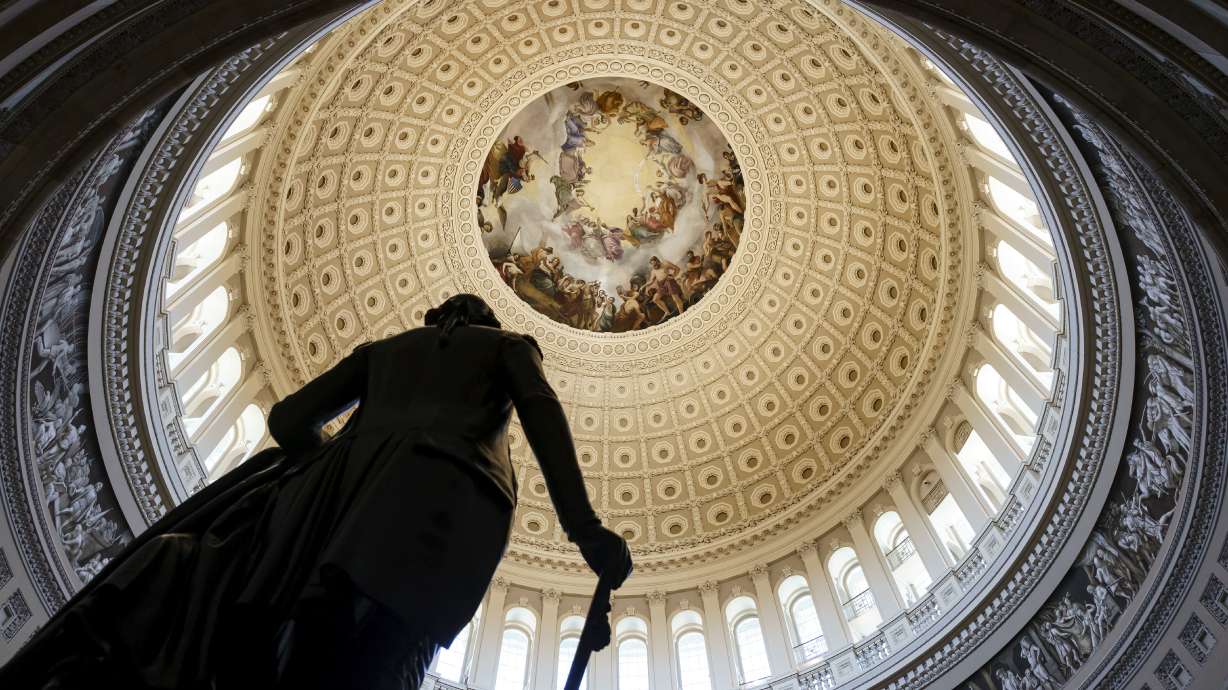 The Rotunda of the U.S. Capitol is seen as a consequential week begins for President Joe Biden's agenda and Democratic leaders in Congress who are trying to advance his $3.5 trillion "Build Back Better" package and pass legislation to avoid a federal shutdown, in Washington, on Monday.