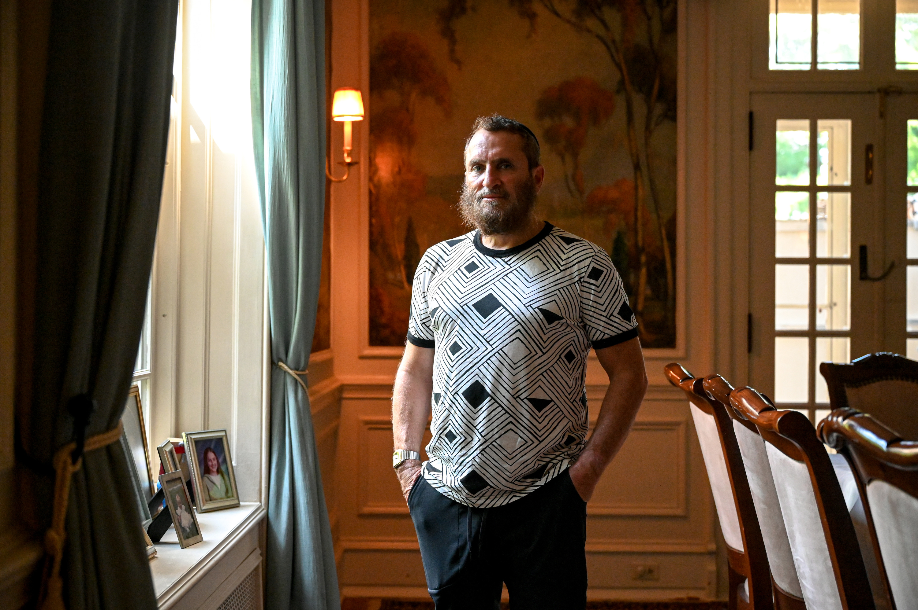 Rabbi Shmuley Boteach poses for a portrait inside his home in Englewood, N.J., on Friday, Sept. 10.