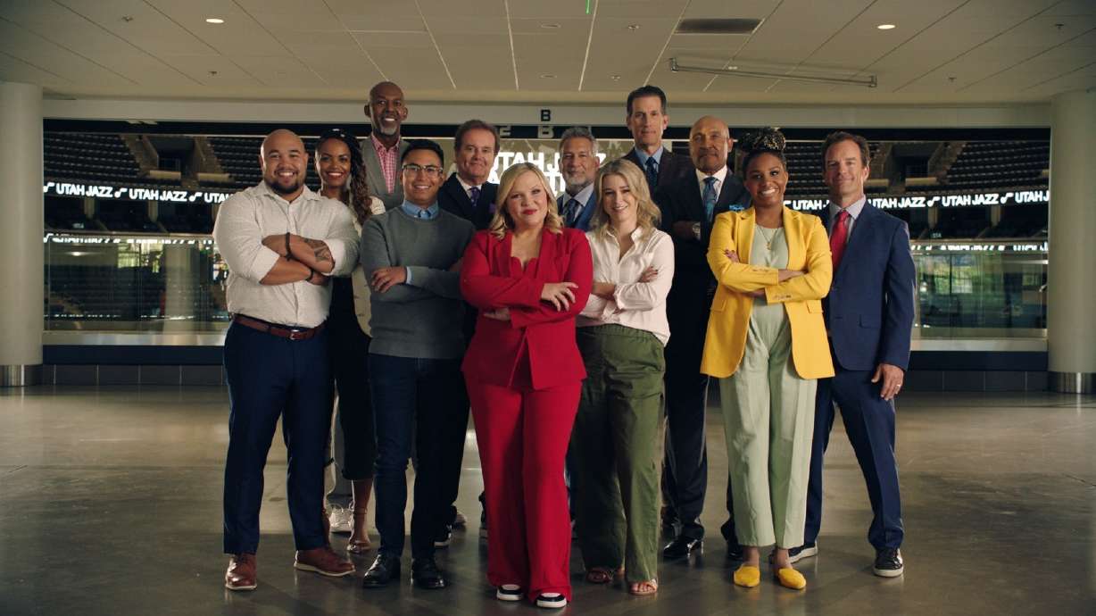 ESPN's Holly Rowe with the Utah Jazz broadcast team.