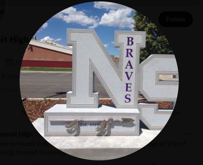 A statue in front of North Summit High School. North Summit has renamed its football field in honor of Chief Washakie.