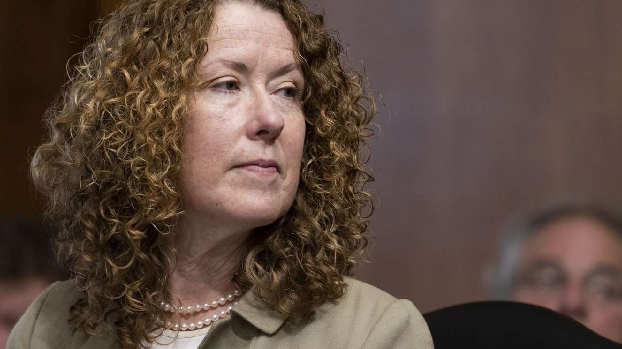 Tracy Stone-Manning listens during a confirmation hearing for her to be the director of the Bureau of Land Management, during a hearing on Capitol Hill in Washington on June 8. The Senate narrowly approved Stone-Manning as director of
the BLM on Thursday over vehement opposition from Utah’s Republican senators.