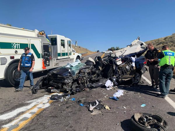 Two people suffered injuries in a crash on state Route 30 in Box Elder County on Friday.