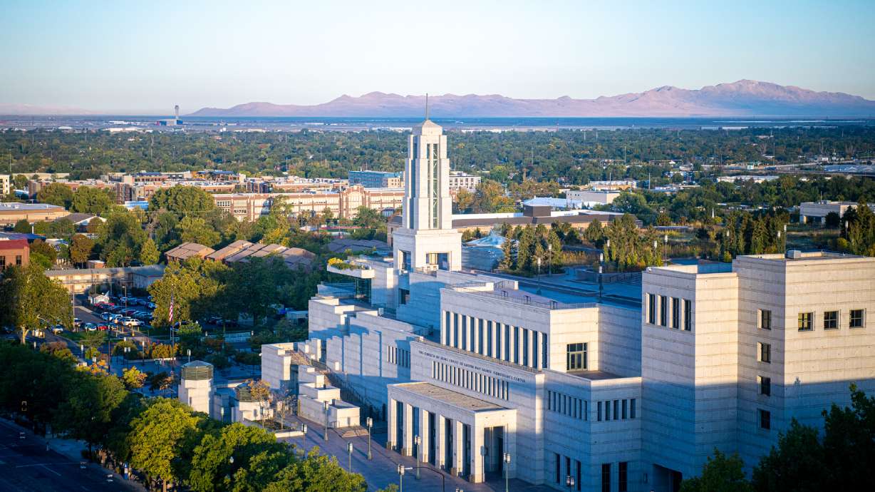 The Conference Center in Salt Lake City is pictured before the Saturday morning session of The Church of Jesus Christ of Latter-day Saints’ 191st Semiannual General Conference on Oct. 2, 2021.