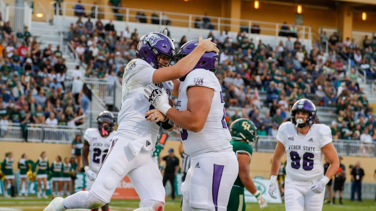 Weber State competes against Cal Poly in an FCS football game, Saturday, Oct. 2, 2021 in San Luis Obispo, Calif.
