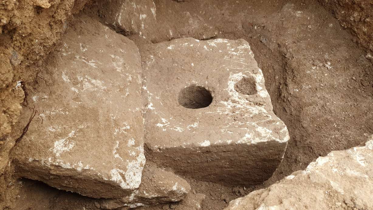 A rare ancient toilet in Jerusalem dating back more than 2,700 years is shown. The Israeli Antiquities Authority said on Tuesday that the toilet was found in a rectangular cabin that was part of a sprawling mansion.