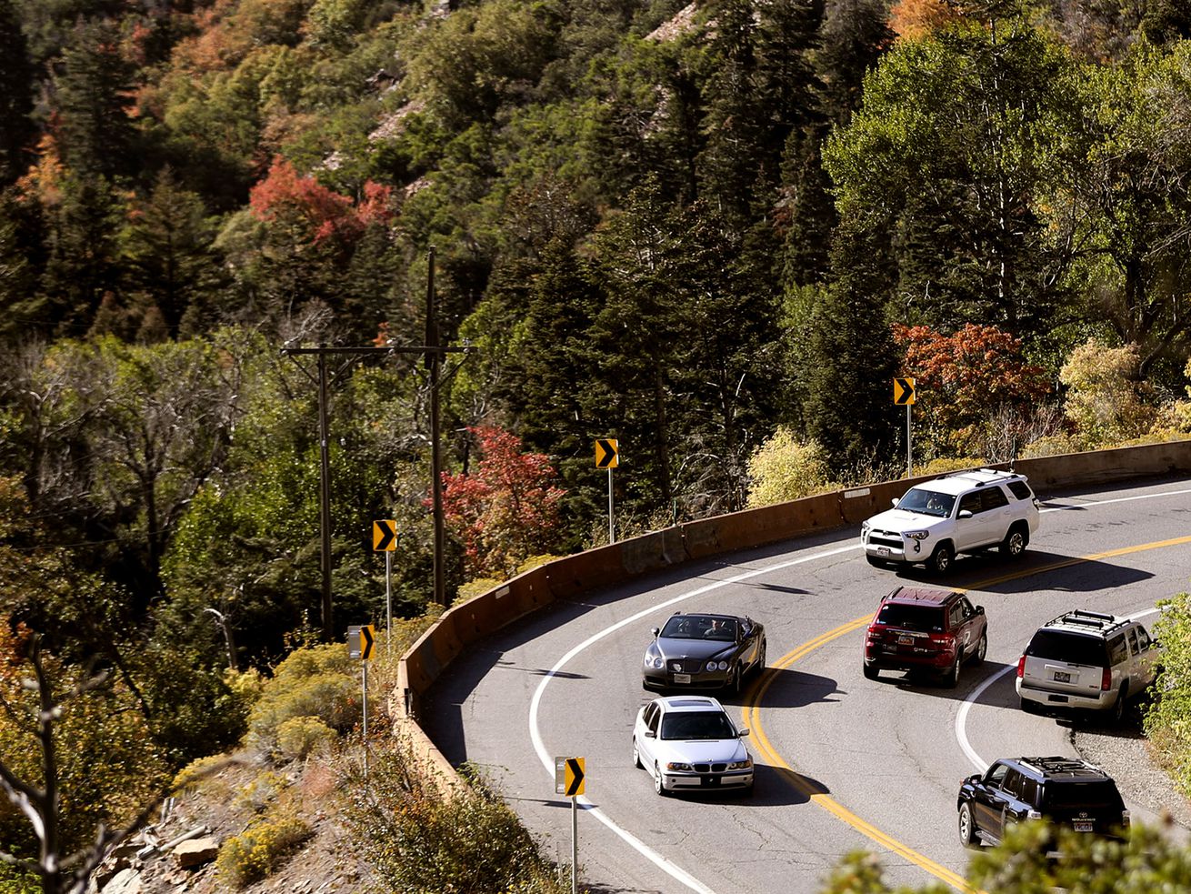 Vehicles drive through Big Cottonwood Canyon in Salt Lake City on Oct. 1. As the Utah Department of Transportation looks over public comments for two transportation proposals for Little Cottonwood Canyon stakeholders including the Brighton mayor and Central Wasatch Commission want to see a more holistic approach to transportation that includes Big Cottonwood Canyon.