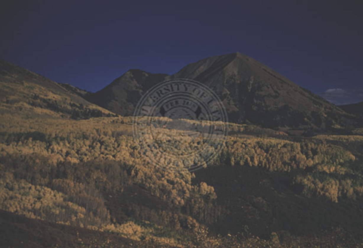A photo of the La Sal Mountains taken on Oct. 4, 1960, within the John Stockert Photograph Collection.