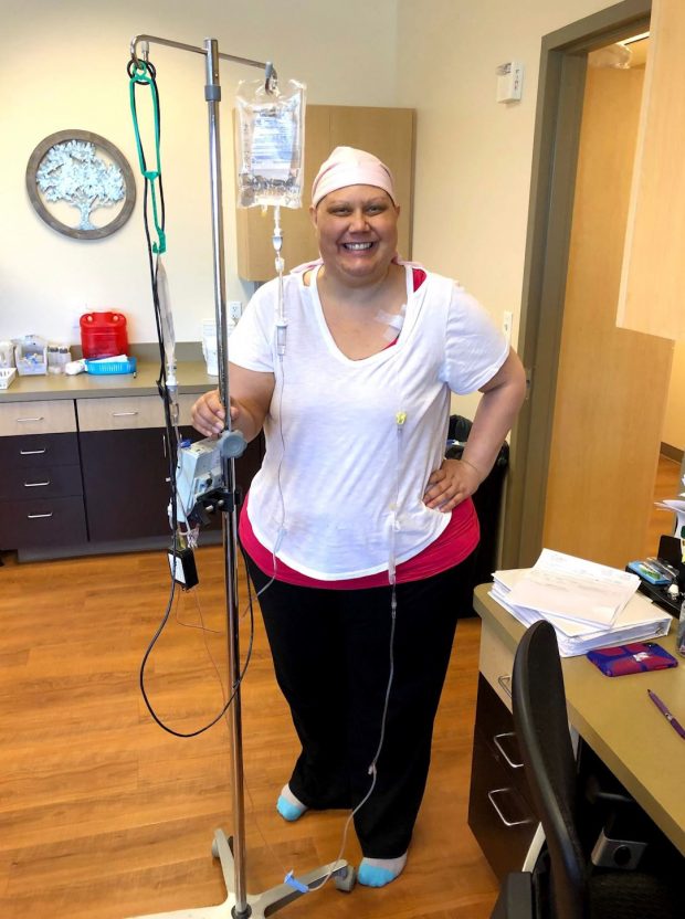 Erika Merrill, 48, was diagnosed with stage 4 metastatic cancer in February 2020. She has done several rounds of chemotherapy and radiation since.