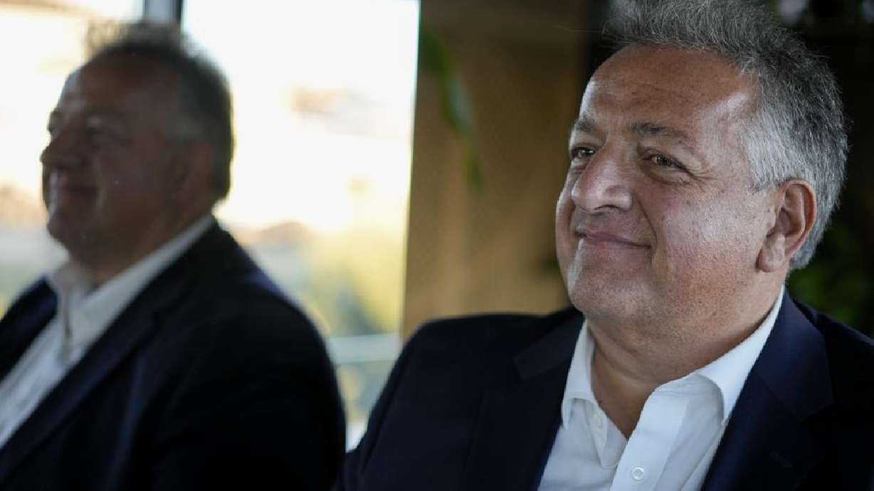 Moderna co-founder and chairman Noubar Afeyan listens to questions during an interview with the Associated Press, in Rome, Monday. Moderna has no plans to share the recipe for its COVID-19 vaccine because executives have concluded that scaling up the company’s own production is the best way to increase the global supply, the company’s chairman said Monday.