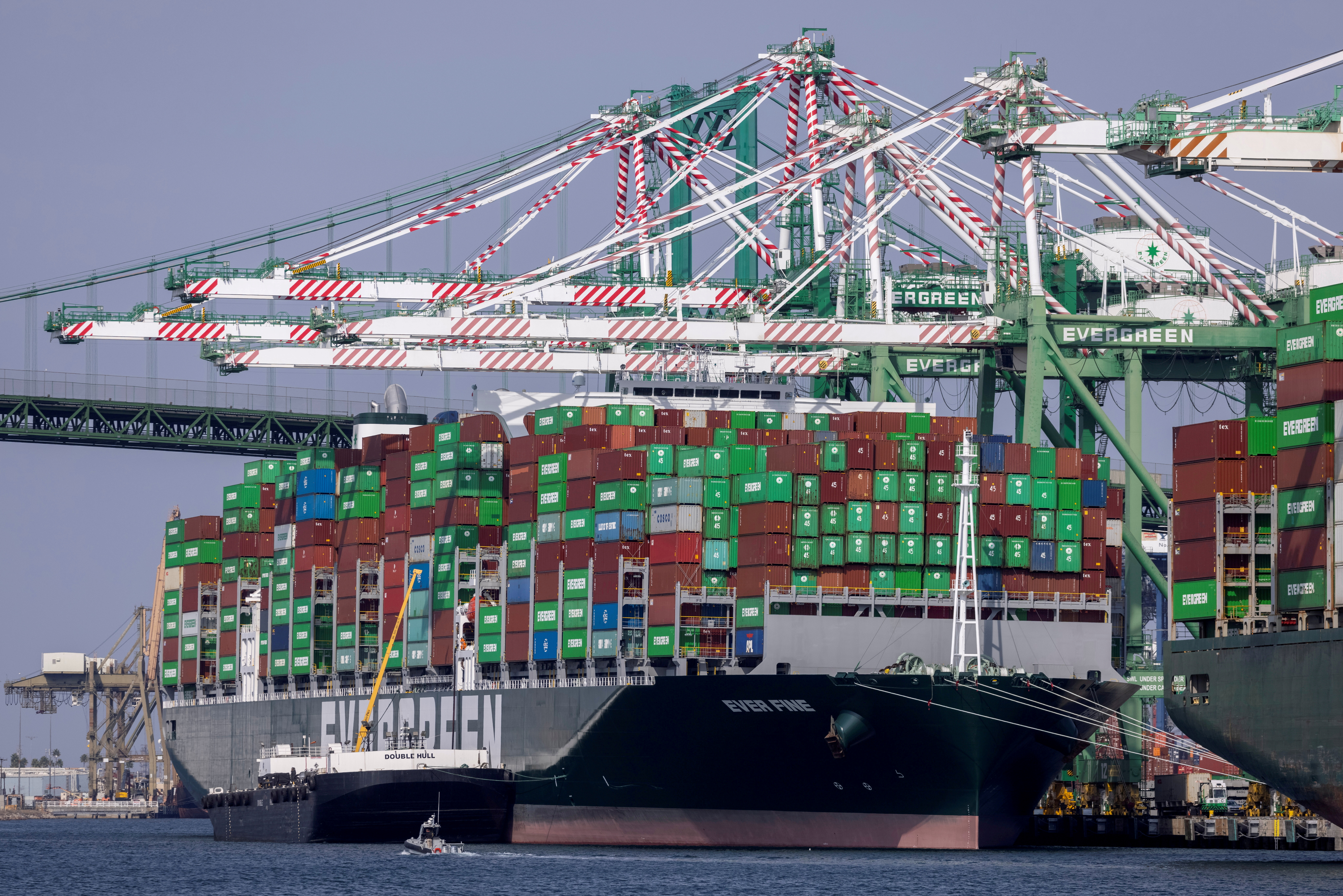 The congested Port of Los Angeles is shown in San Pedro, California, Sept. 29. White House officials, scrambling to relieve global supply bottlenecks choking U.S. ports, highways and railways, warn Americans may face higher prices and some empty shelves this Christmas season.