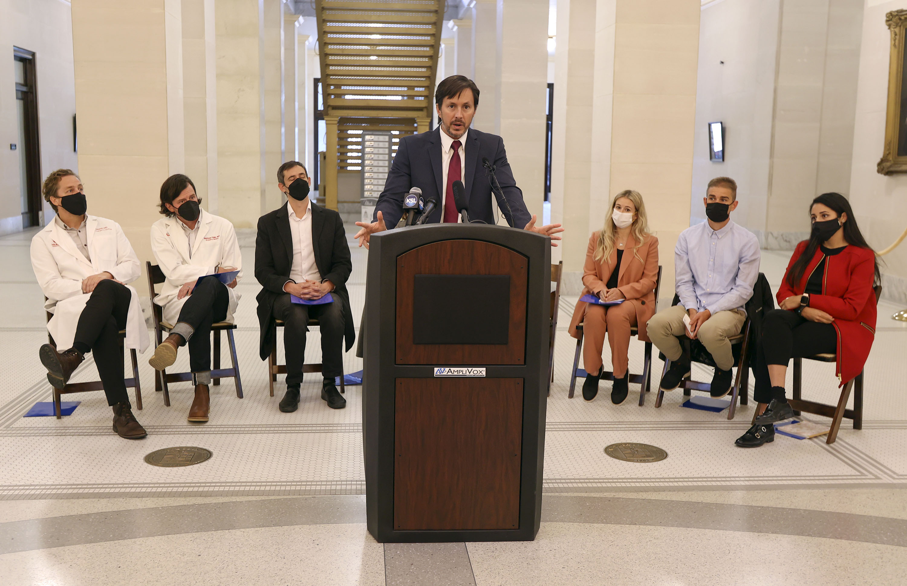 Senate Majority Assistant Kirk Cullimore, R-Draper, speaks during a press conference to announce his proposed legislative package called Prosperity 2030 at the Capitol in Salt Lake City on Tuesday. The proposed legislative package aims to reduce air pollution.