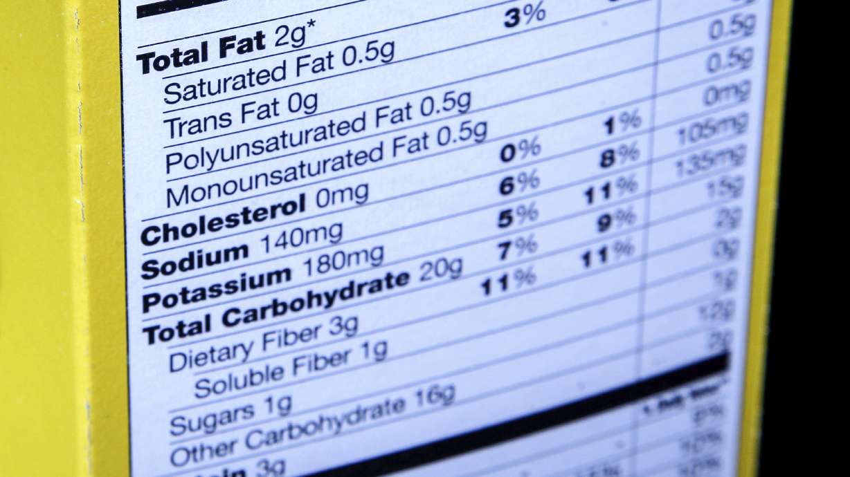 The nutrition facts label on the side of a cereal box in Washington. Food companies are coming under renewed pressure to use less salt after U.S. regulators spelled out target sodium levels for dozens of foods including condiments, french fries and potato chips.