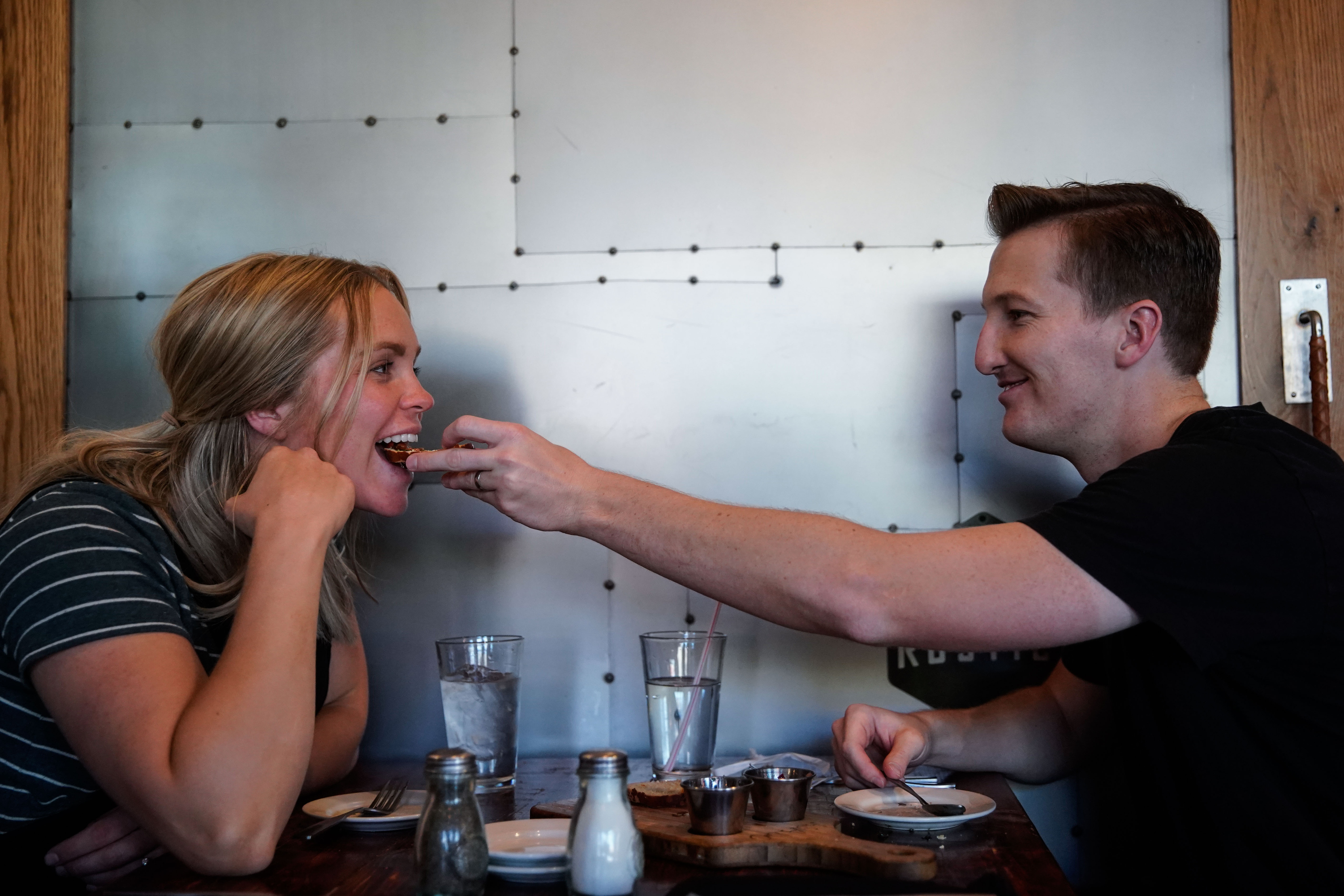 Brookston Jeppson and his wife, Haley, during a date night at a restaurant in Orem on Friday, Oct. 1. 