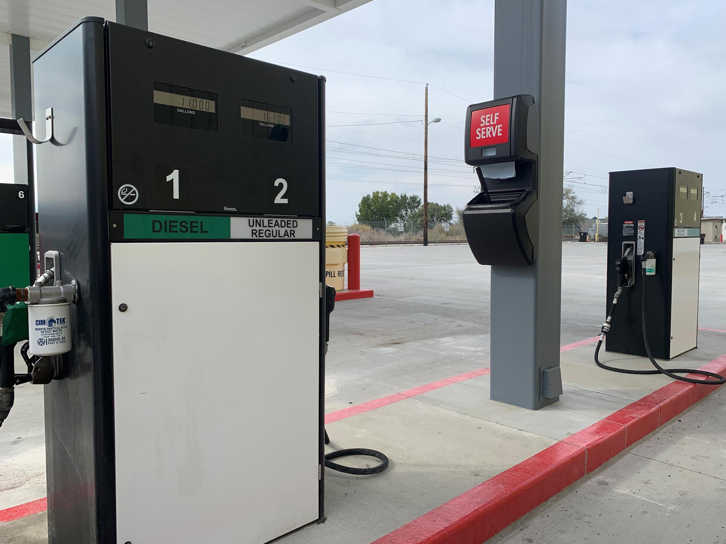 New gas pumps are shown outside the Salt Lake County Fleet Management Building in Midvale in October 2021. Salt Lake County-owned vehicles will now be required to only fill up with Tier 3 gasoline.