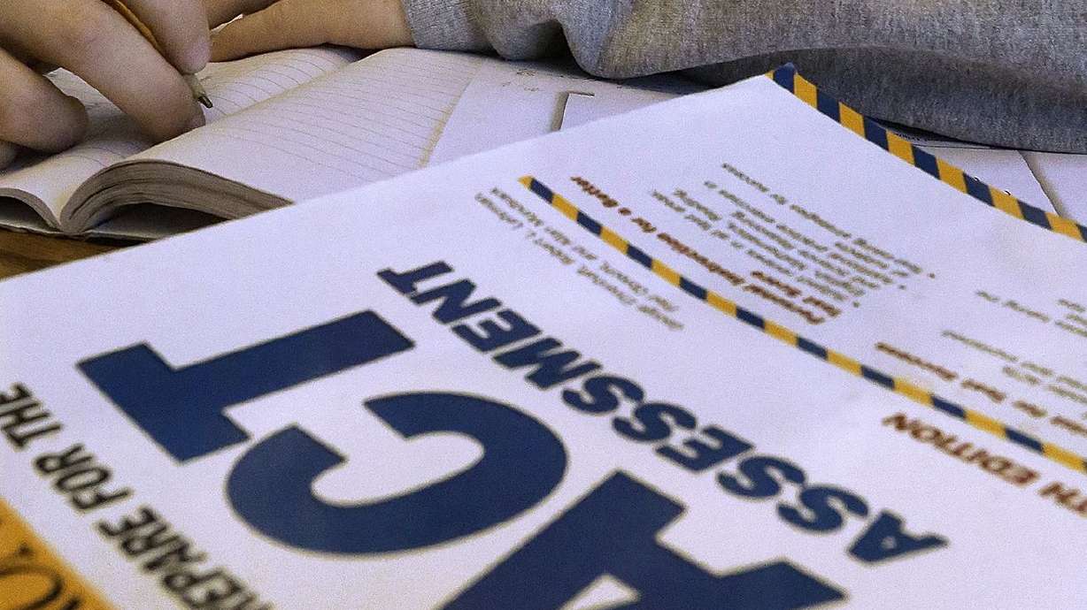 An ACT Assessment test is pictured in Springfield,
Ill., on April 1, 2014. Utah students’ average composite scores on
the ACT college entrance exam climbed between 2020 and 2021, while
national score averages dropped.