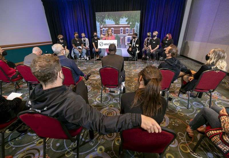 Encircle founder and CEO Stephenie Larsen speaks during
a press conference at the Silicon Slopes Summit at the Salt Palace
in Salt Lake City on Wednesday.