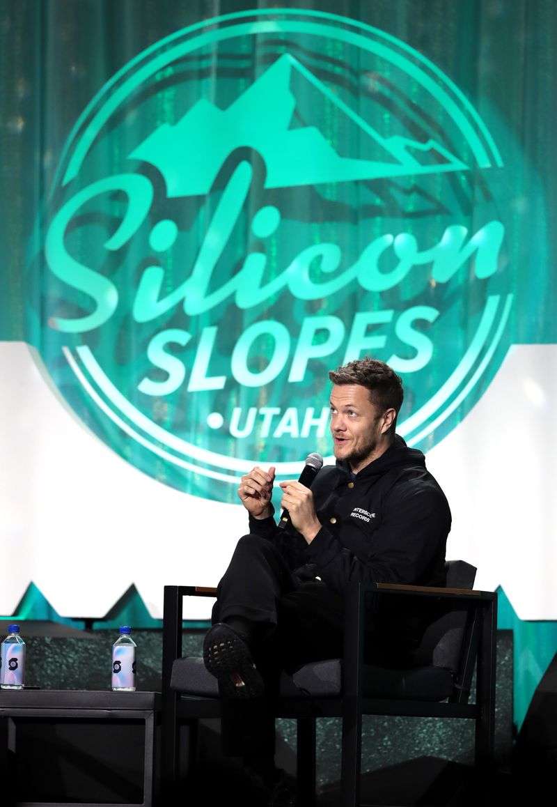 Imagine Dragons lead singer Dan Reynolds talk on stage
during the Silicon Slopes Summit at the Salt Palace in Salt Lake
City on Wednesday.