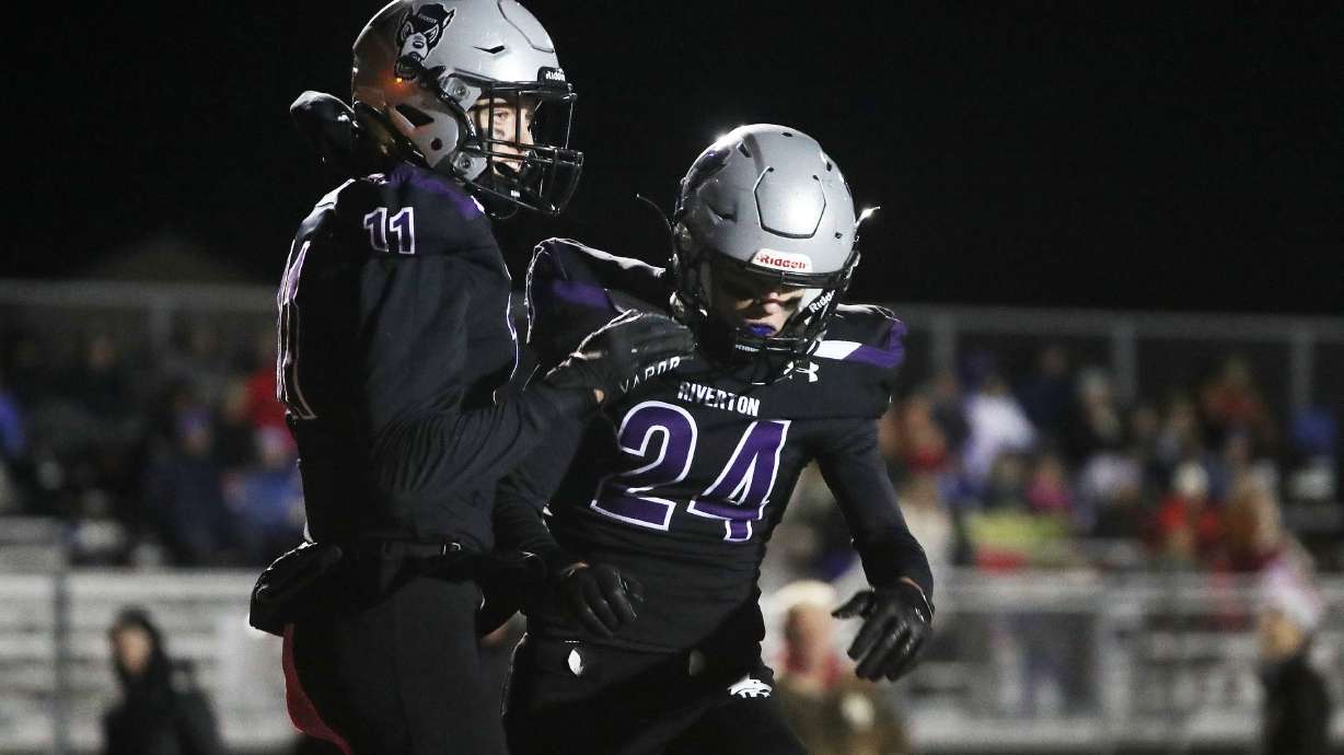 Riverton and Bingham compete in a high school football game in Riverton on Thursday, Oct. 14, 2021.