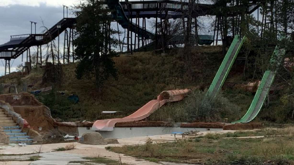 Some of the slides that have gone unused at Seven Peaks Water Park since 2018. Demolition of the park is beginning.