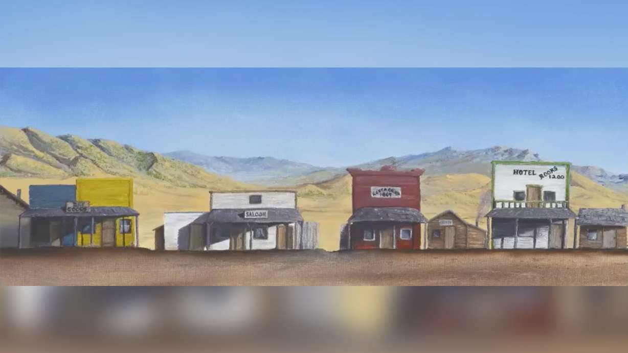 An artist rendering of what Terrace, Box Elder County, may have looked like based on photos, documents and archeological evidence. The town was founded in 1869 and was home to a few hundred people before it was abandoned.