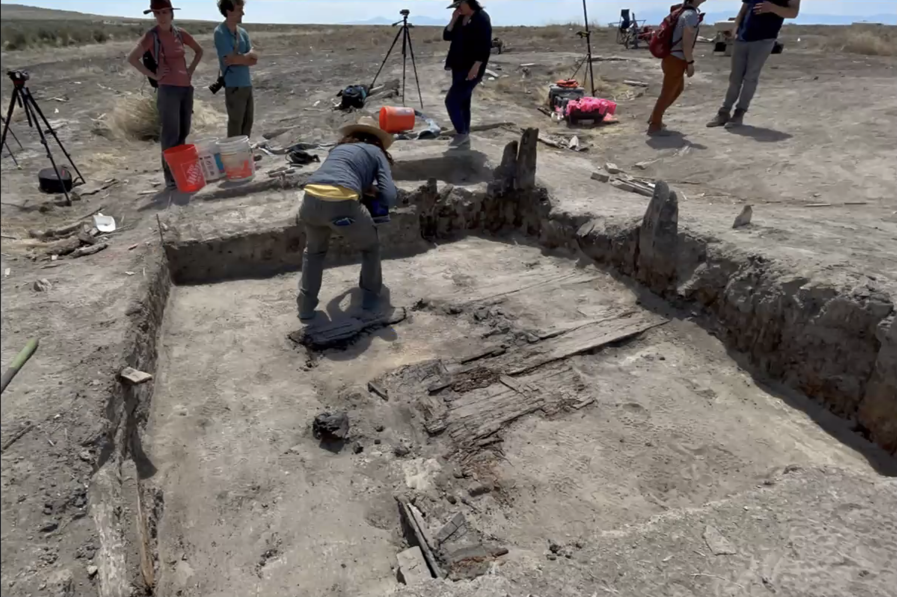 Archeologists take a 3D model image of an excavation site within the ghost town of Terrace in Box Elder County. The site is where they unearthed floorboards of a home likely built in 1869 or 1870.