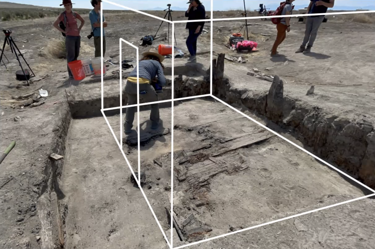 An outline of what a Chinese home would have looked like along the transcontinental railroad based on the floorboard discovery in the ghost town of Terrace, Box Elder County, last year.