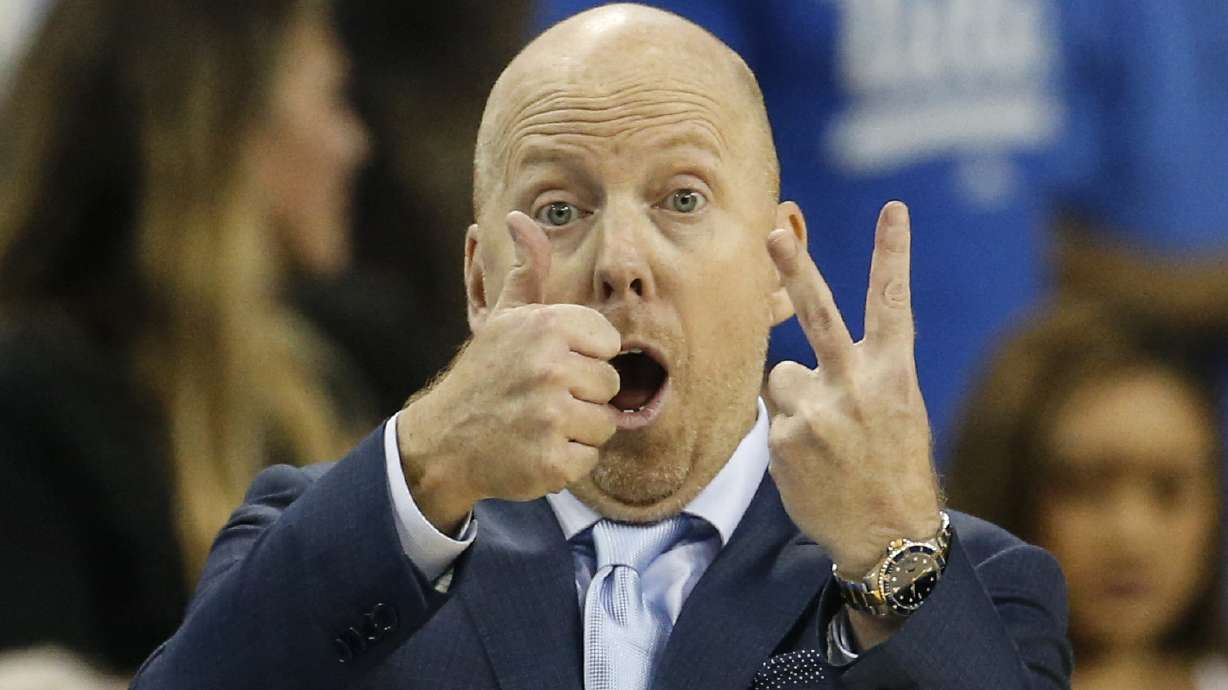 In this Feb. 27, 2020, file photo, UCLA head coach Mick Cronin gestures during an NCAA college basketball game against Arizona State in Los Angeles. UCLA is No. 2 in The Associated Press Top 25 men's college basketball poll, released Monday, Oct. 18, 2021.
