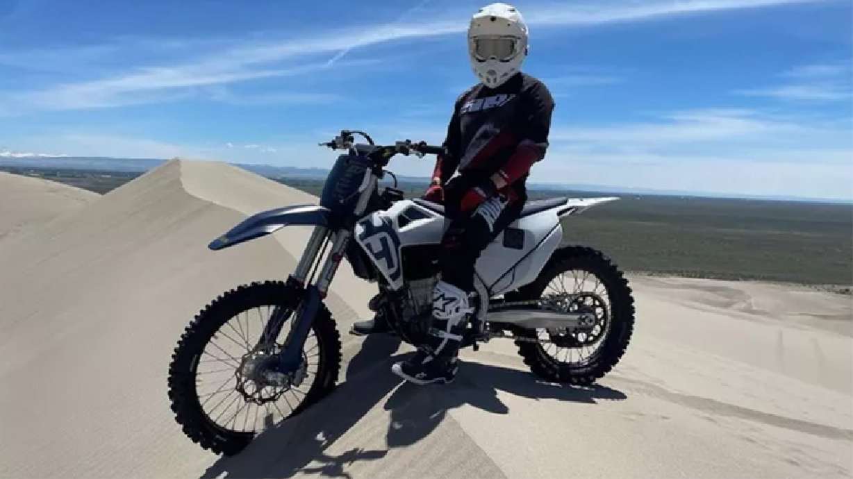 Tanner Chadwick on his dirt bike. The Idaho man is hospitalized after crashing in Utah Saturday.