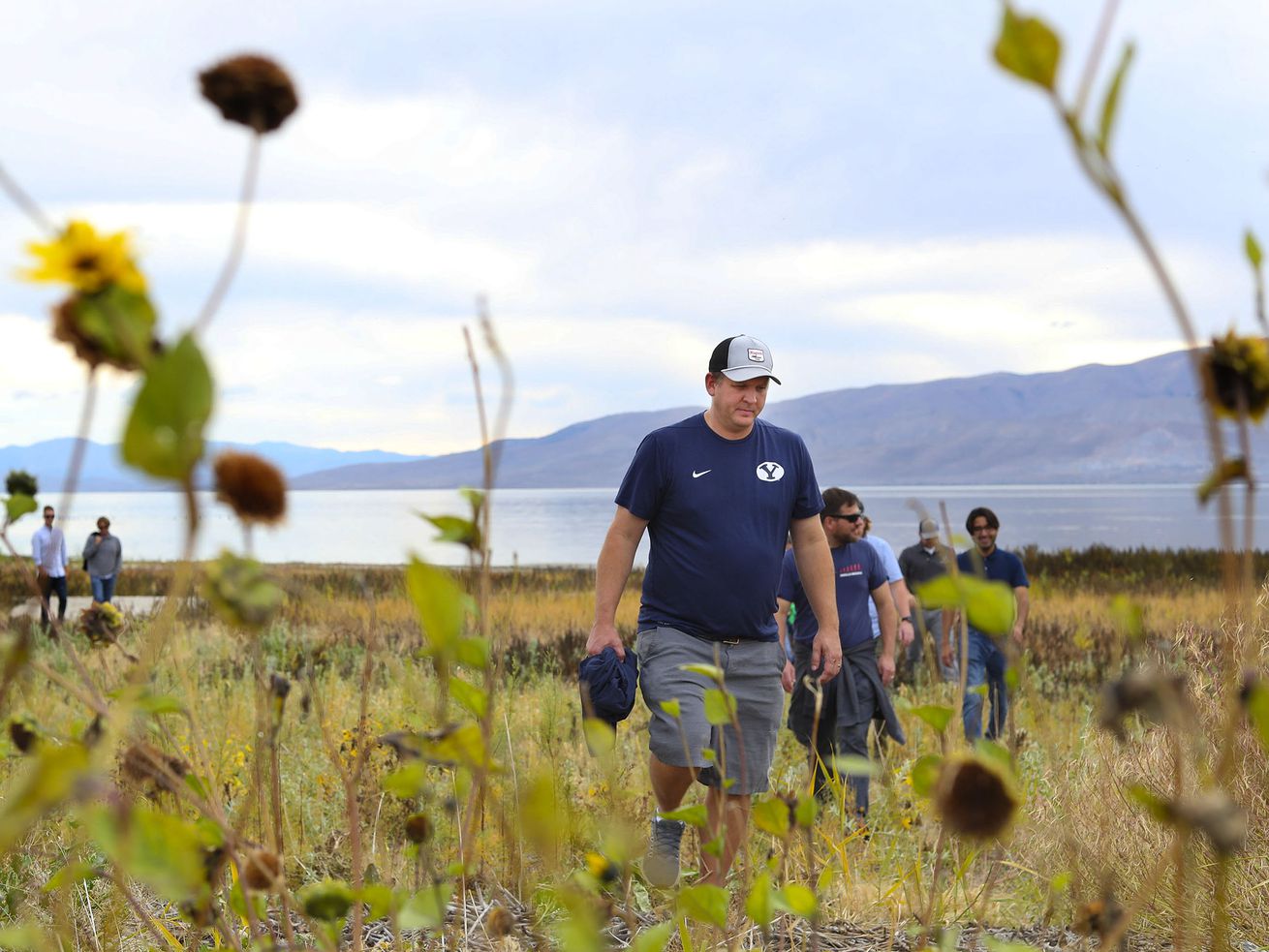 Jake Holdaway leads a tour of his property on the shore of Utah Lake in Vineyard on Oct. 7.