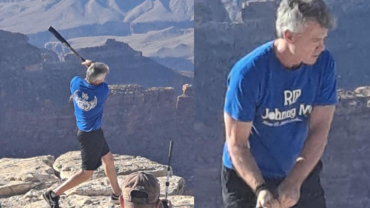 Grand Canyon National Park officials say they've found the man they say hit a baseball into the Grand Canyon Sunday.