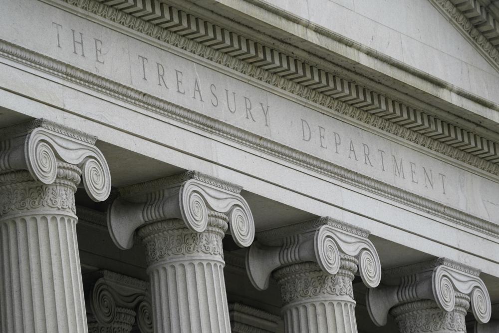 The Treasury Building in Washington. The U.S. budget deficit totaled $2.77 trillion for 2021, the second-highest on record but an improvement from the all-time high of $3.13 trillion reached in 2020.