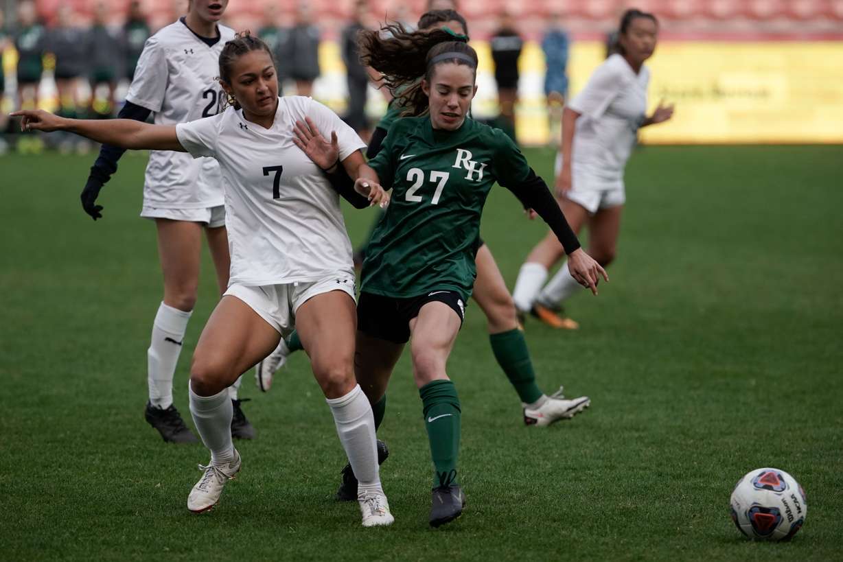 Waterford and Rowland Hall High School compete in the 2A girls soccer state championship game on Saturday, Oct. 23, 2021 at Rio Tinto Stadium in Sandy .
