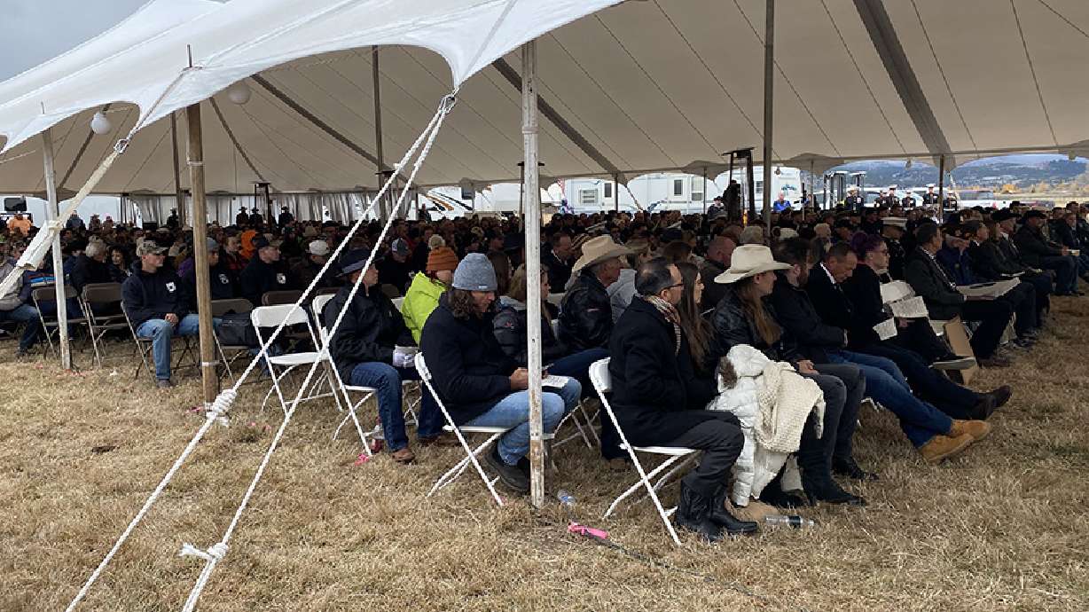 Hundreds gather in Wyoming on Oct. 23 for the funeral of a fallen Marine.