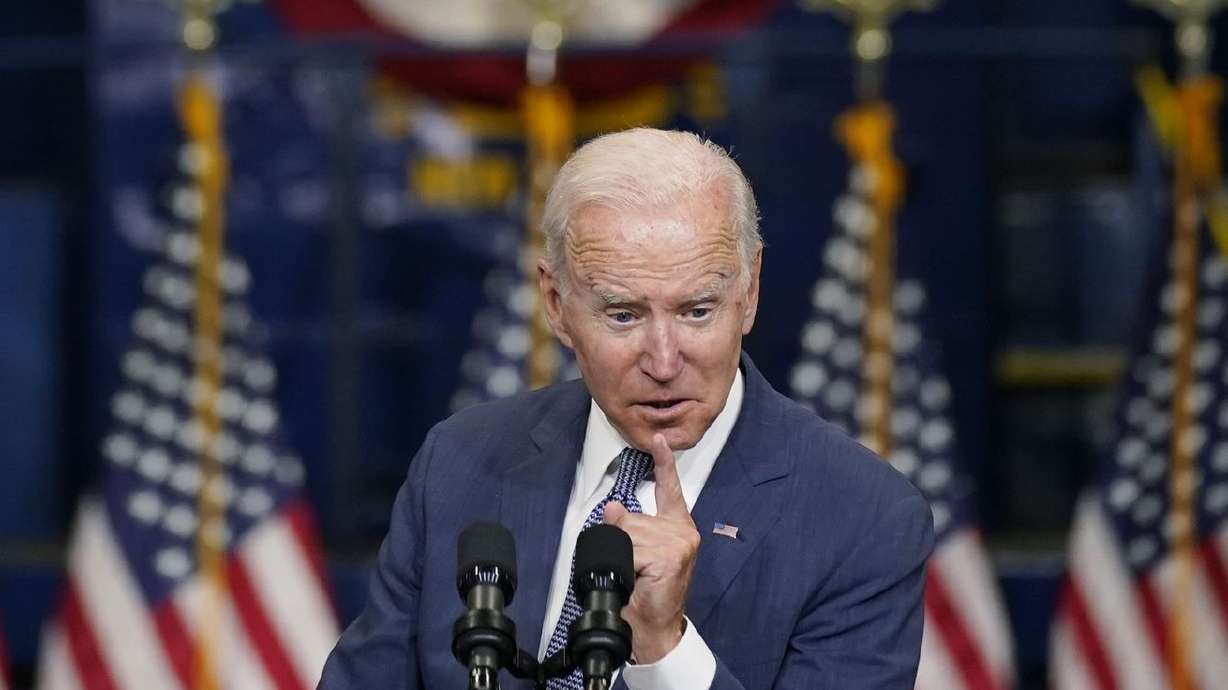 President Joe Biden delivers remarks at NJ Transit
Meadowlands Maintenance Complex to promote his "Build Back Better”
agenda, Monday, in Kearny, N.J. Biden’s approval
rating continues to slide in Utah, according to the latest poll.