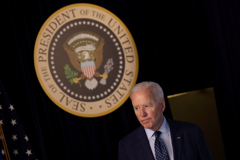 President Joe Biden departs after delivering an update on his administration's coronavirus disease response in the Eisenhower Executive Office Building's South Court Auditorium at the White House in Washington, June 2. Some U.S. Senate Democrats on Wednesday proposed taxing billionaires' unrealized gains from their assets to help finance Biden's social-policy and climate-change agenda, according to the top Senate Democrat for tax policy.