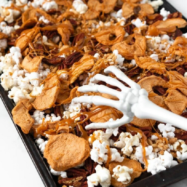 Caramel Apple Halloween Trail Mix from Chelsea Dishes