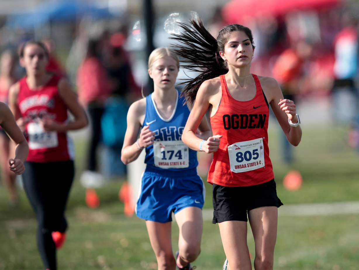 Runners compete in the cross country state championships at the Regional Athletic Complex in Salt Lake City on Wednesday, Oct. 27, 2021.