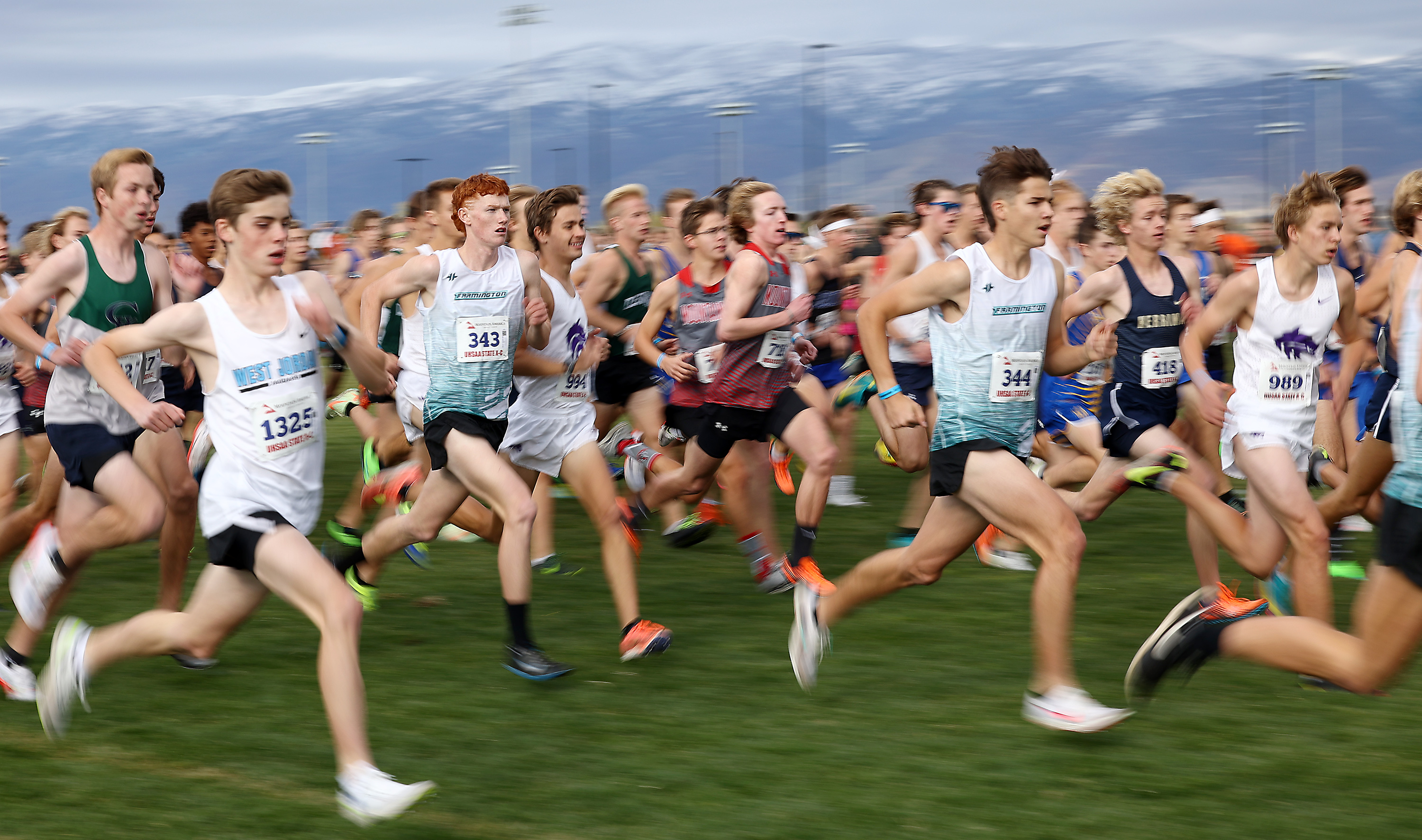 Runners compete in the cross country state championships at the Regional Athletic Complex in Salt Lake City on Wednesday, Oct. 27, 2021.