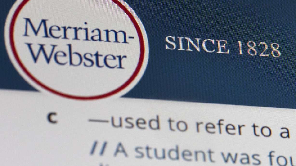 Merriam-Webster.com is displayed on a computer screen on Dec. 6, 2019, in New York. Publisher Merriam-Webster announced Wednesday that it added 370 words and phrases to its dictionary this month.