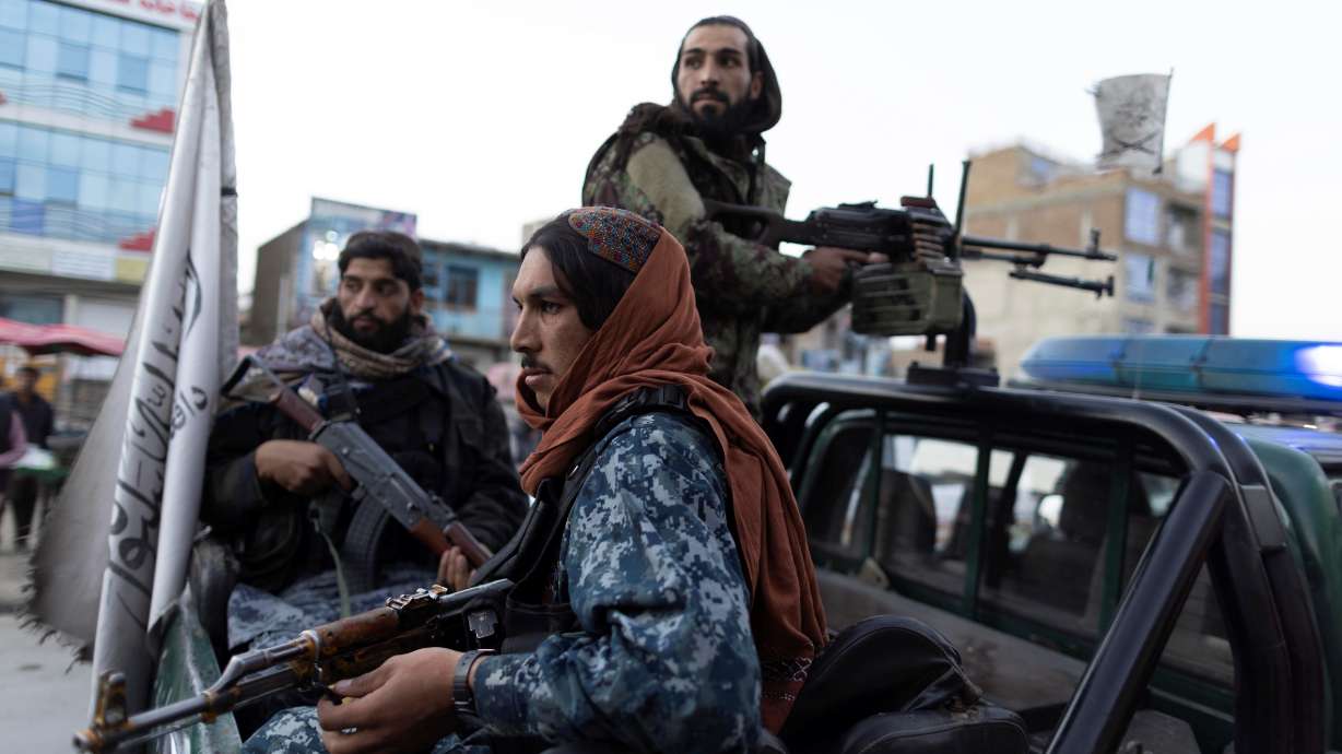 Taliban members in charge of security patrol in Kabul, Afghanistan on Thursday. Afghanistan's Taliban government is pressing for the release of billions of dollars of central bank reserves as the drought-stricken nation faces a cash crunch, mass starvation and a new migration crisis.